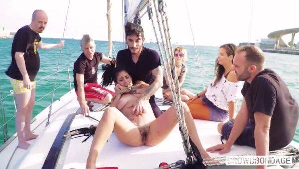 First Time BDSM Action: Spanish Aisha's Big Tit Threesome on a Boat - Spain on allbdsmporn.com